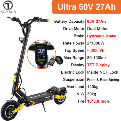 Official Blade Mini Ultra Electric Scooter 60V 27Ah Battery Dual Motor 2*1000W  Full Oil Hydraulic Brake 10inch APP Function BLADE MINI ULTRA Electric Scooter