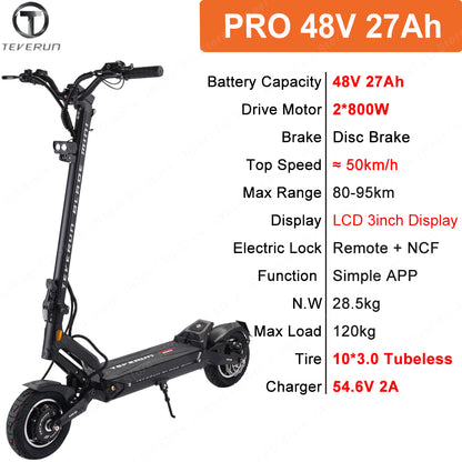 Newest Blade Mini Pro 48V 27Ah Battery 2*800W Dual Motor Upgrade APP Function Newest Blade Mini Pro 10inch Electric Scooter