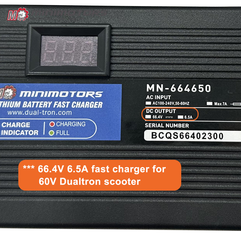 MINIMOTOR Dualtron 66.4V 6.5A Fast Charger for 60V Dualtron Electric Scooter