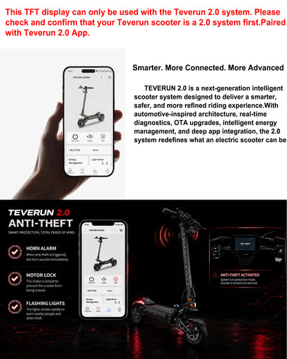 Official 2.0 System Teverun TFT 4inch Display T4-2.0-A1 Display for 2.0 CAN System Teverun Fighter Mini Pro Teverun Fighter 11+ Teverun Fighter Supreme Ultra Teverun Fighter Supreme 7260R Scooter